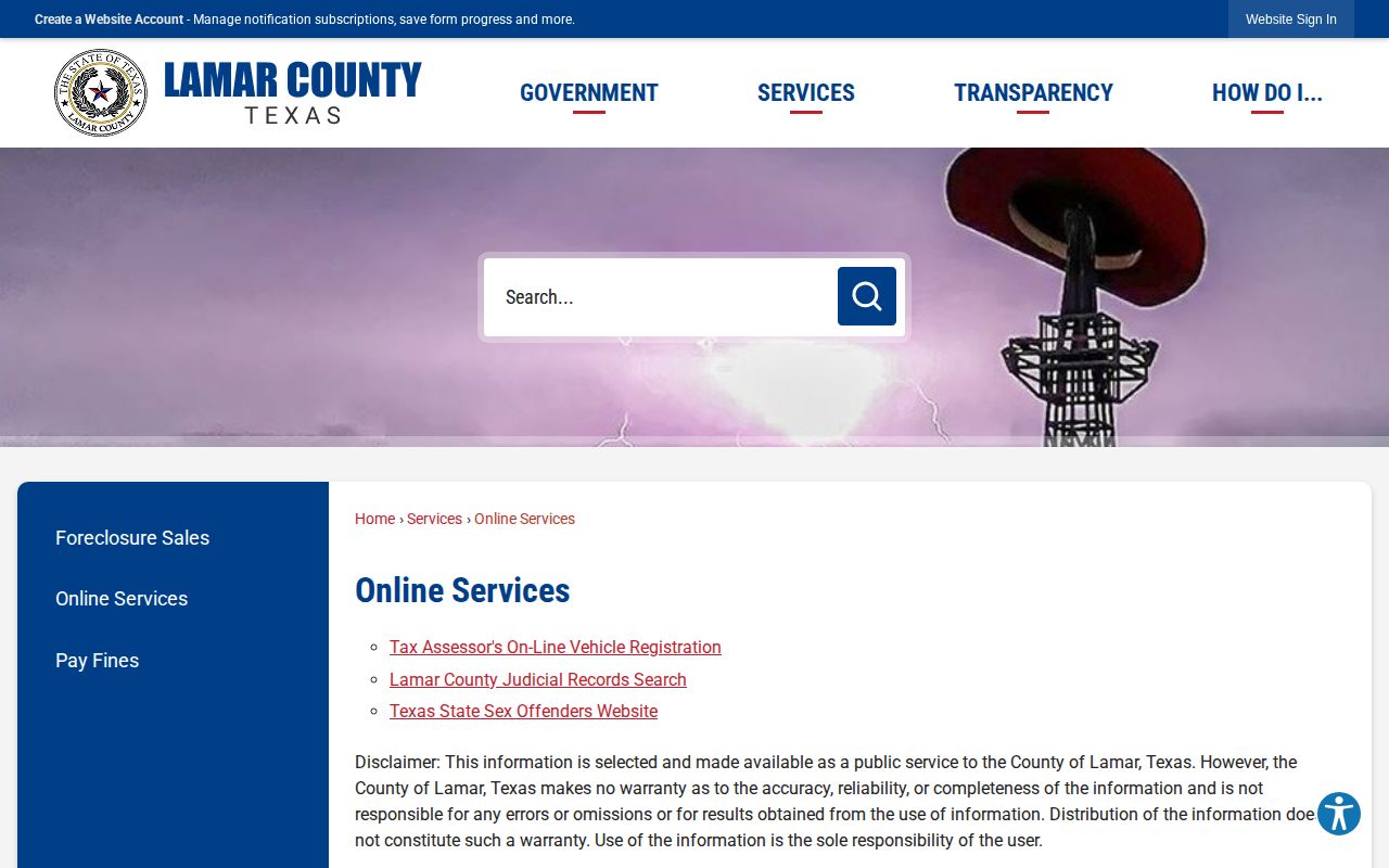 Lamar County Online Services official court and public records options