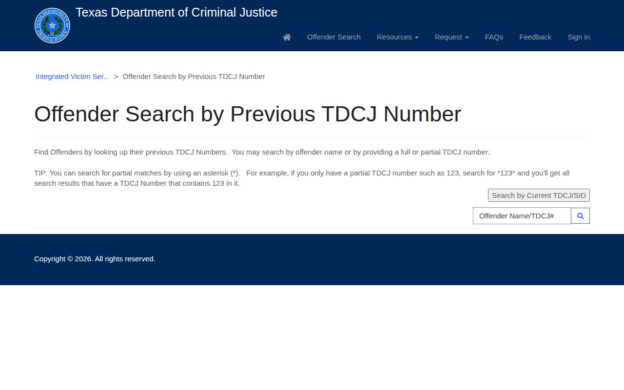 Lamar County state-custody record route through the Texas TDCJ IVSS offender search